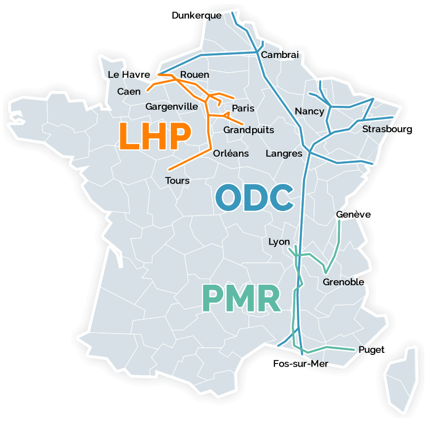Carte des réseaux LHP, PMR et ODC